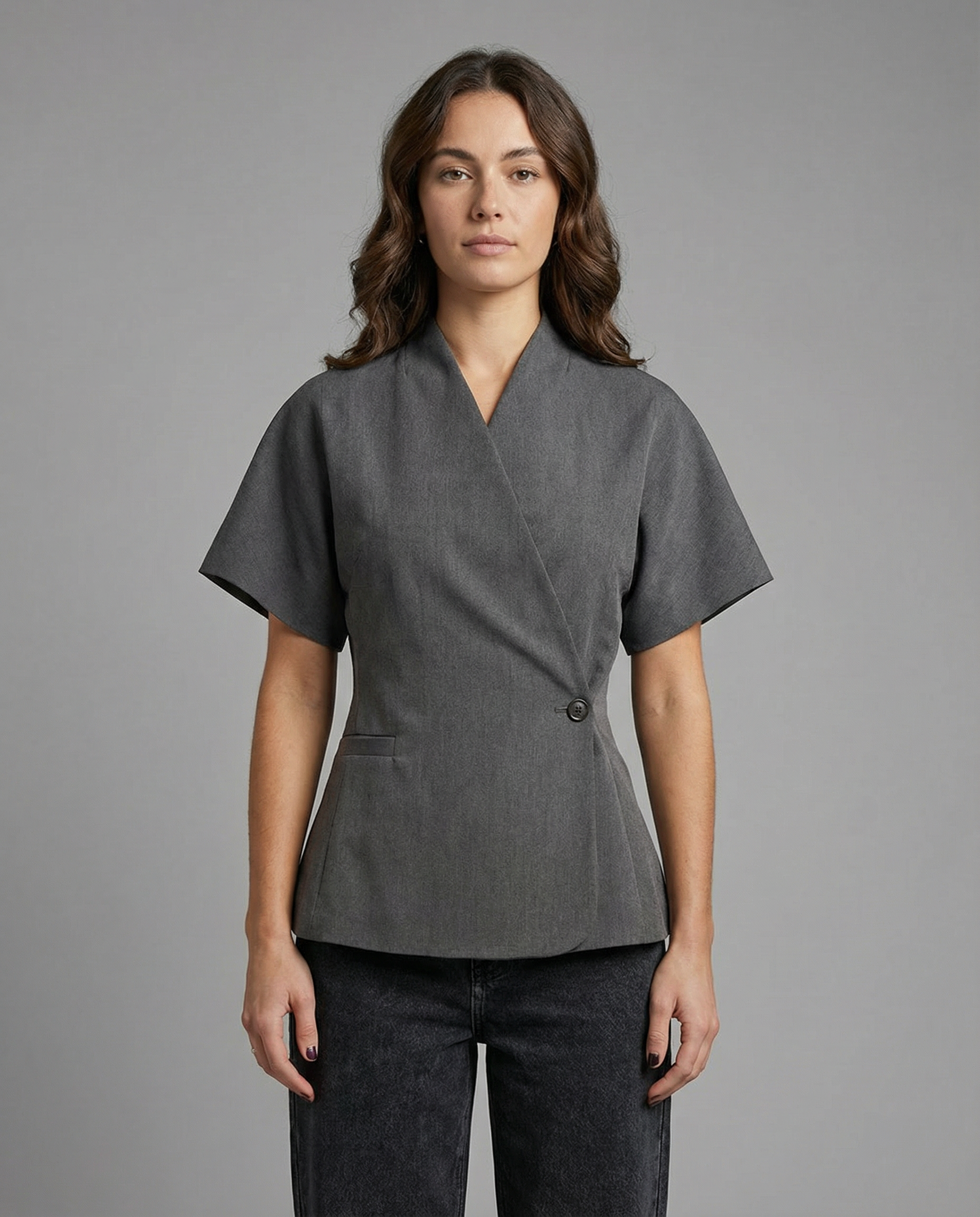 Tailored V-Neck Blazer Coat