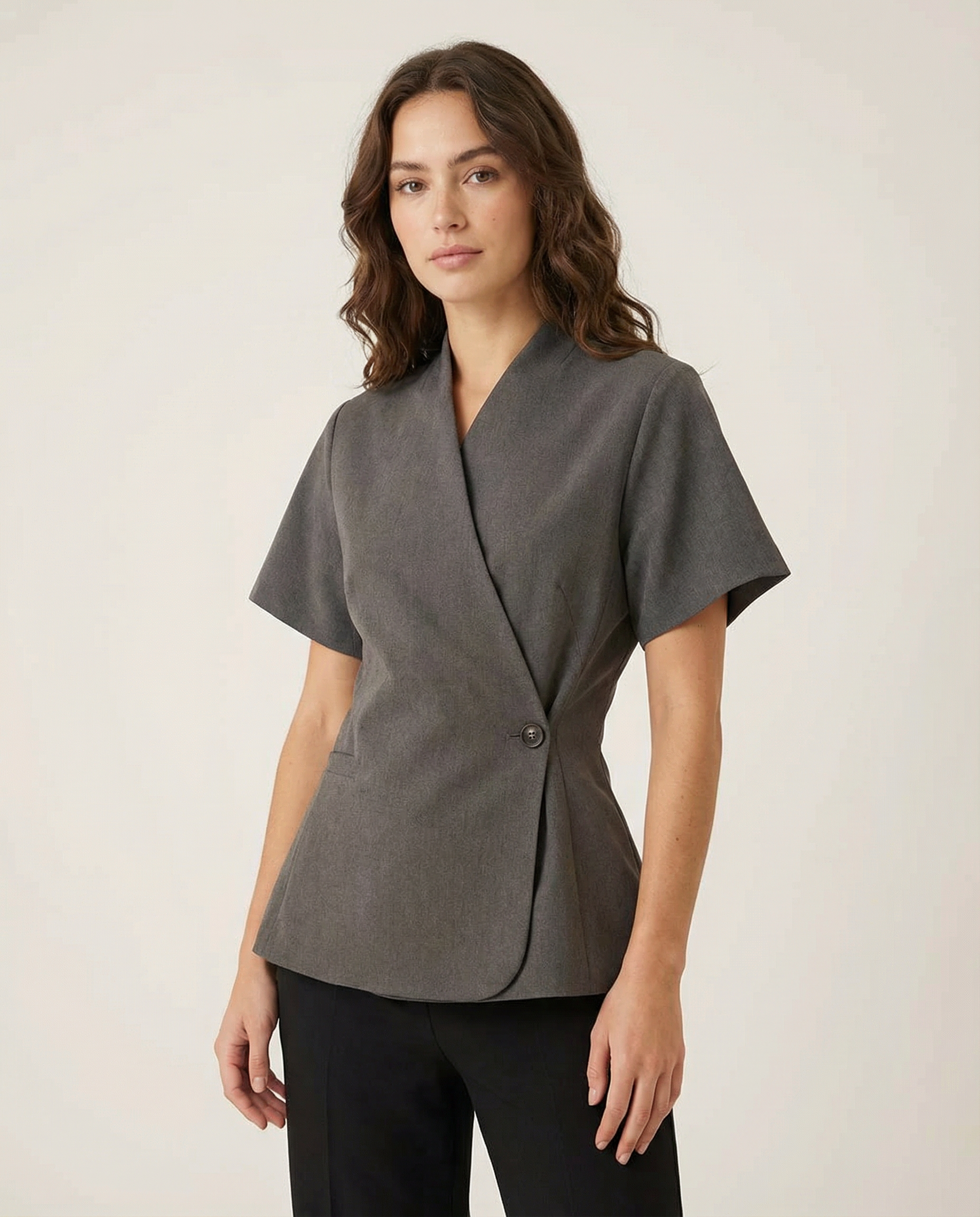 Tailored V-Neck Blazer Coat