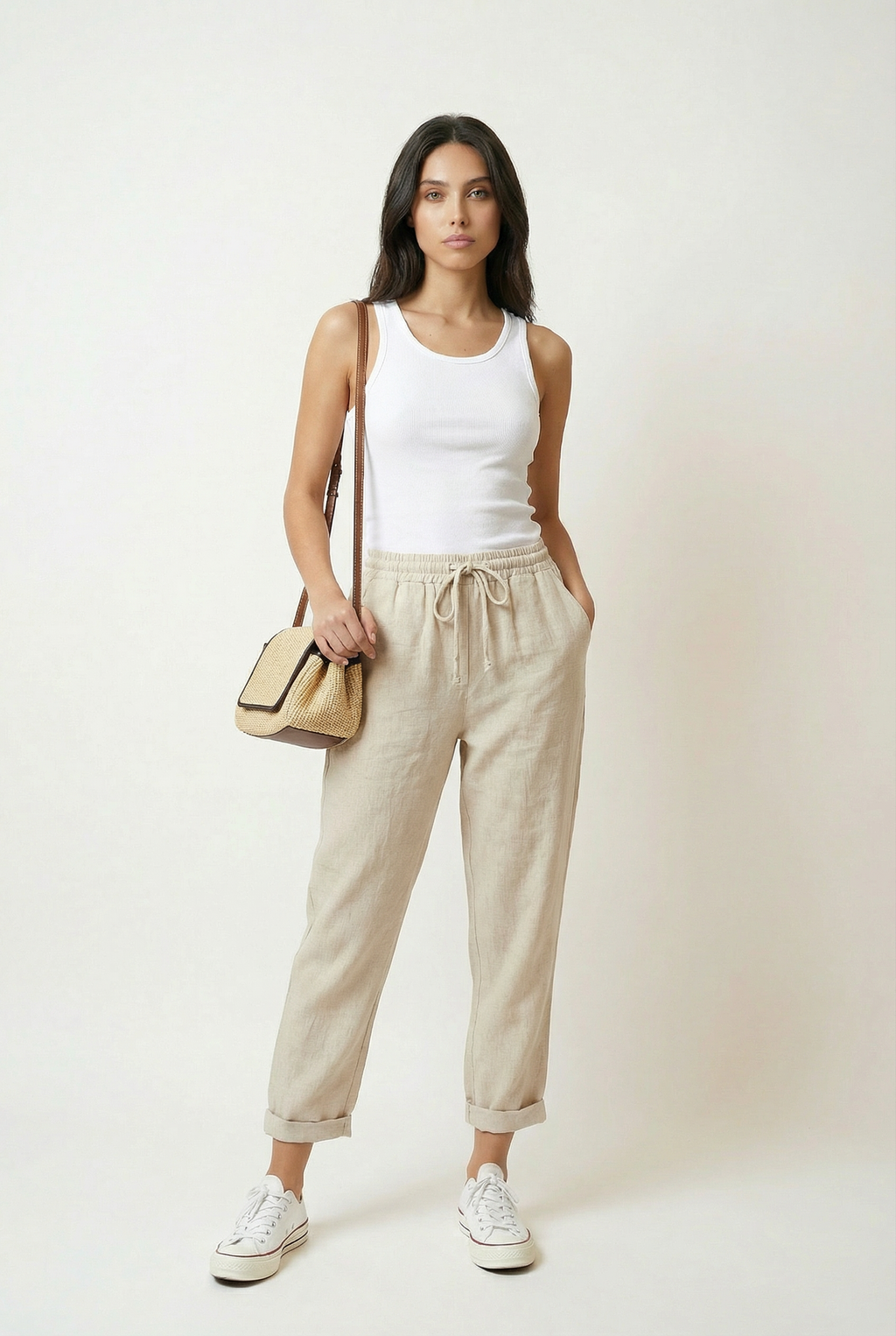 Lightweight Anti-Sweat Linen Drawstring Trousers