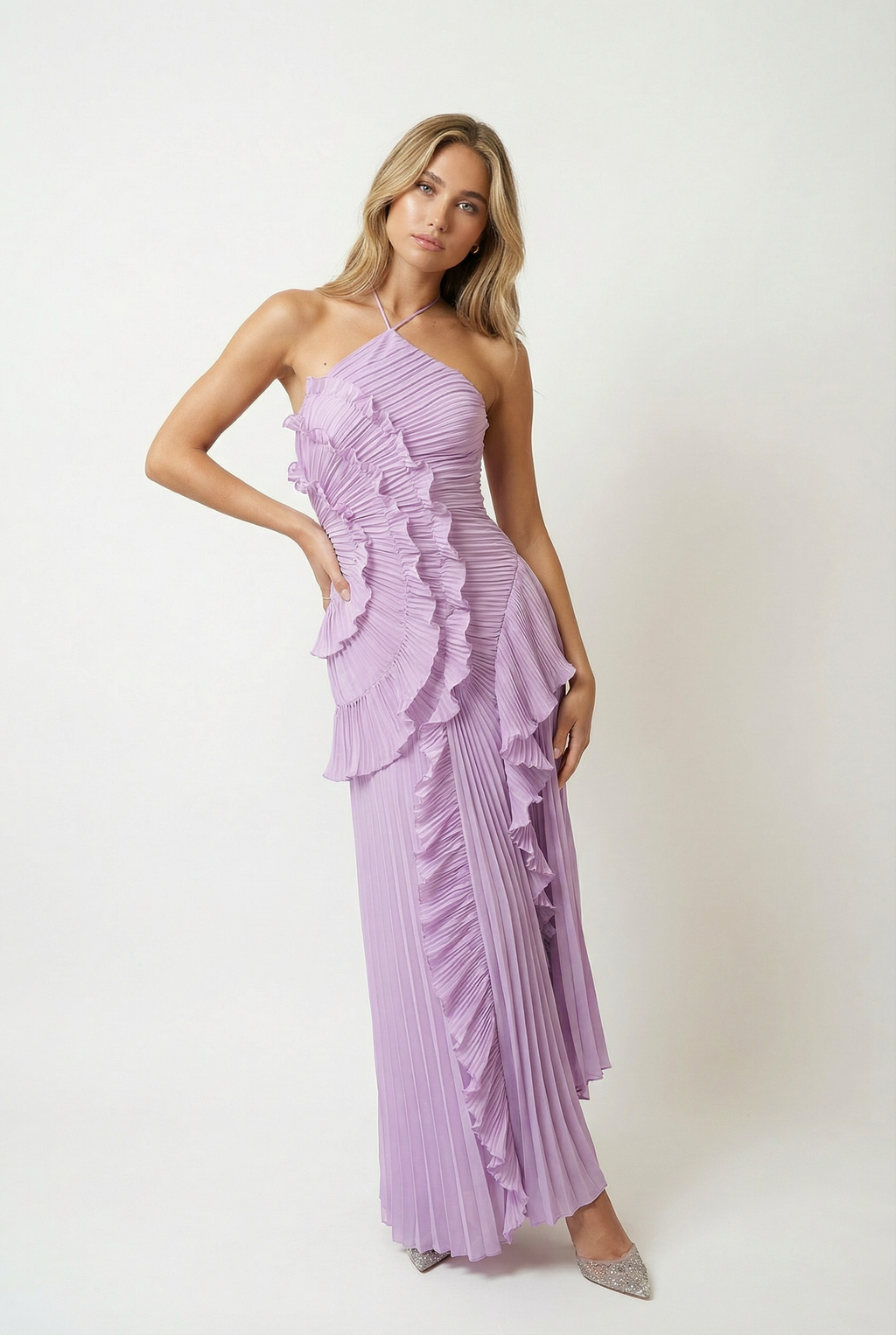 Ruffled Pleated Maxi Dress