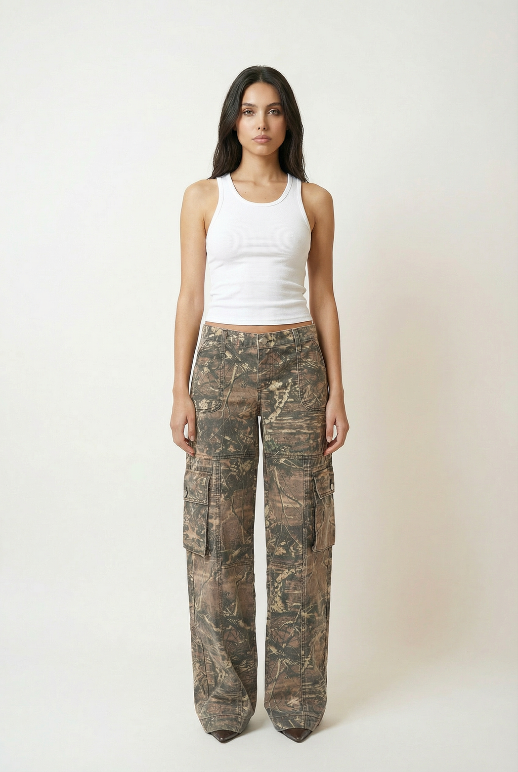 Camo Wide Leg Cargo Pants