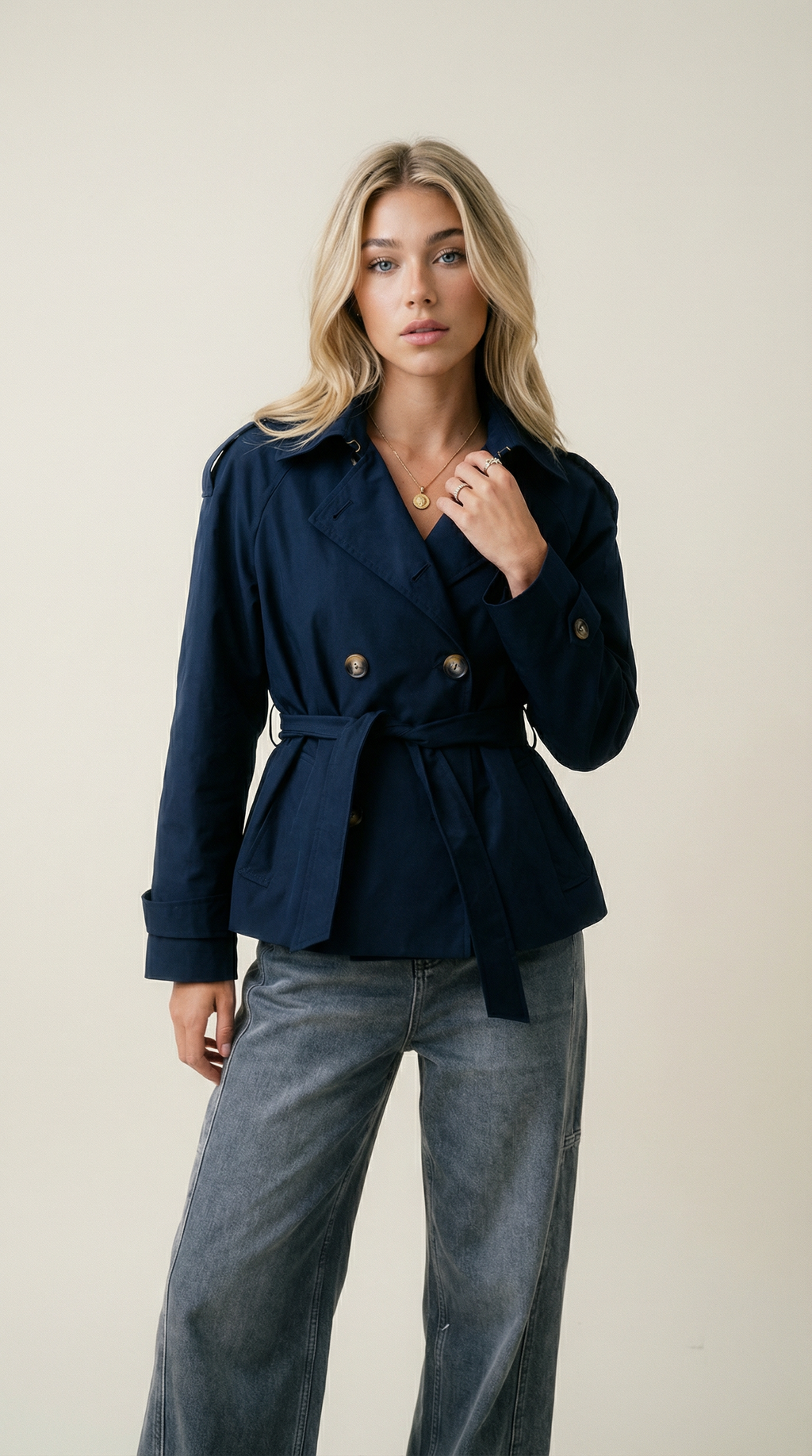 Women’s Belted Short Trench Jacket