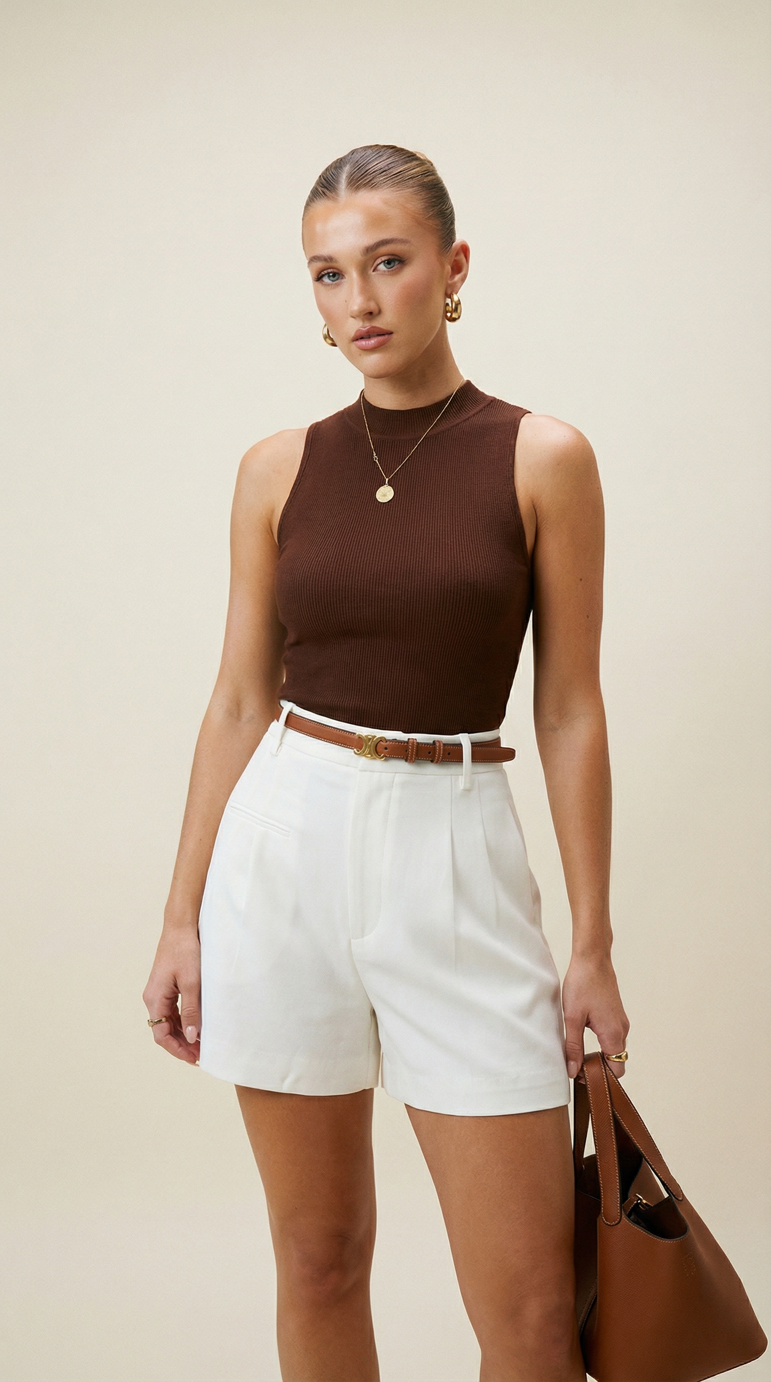 Tailored Mid-Waist Shorts