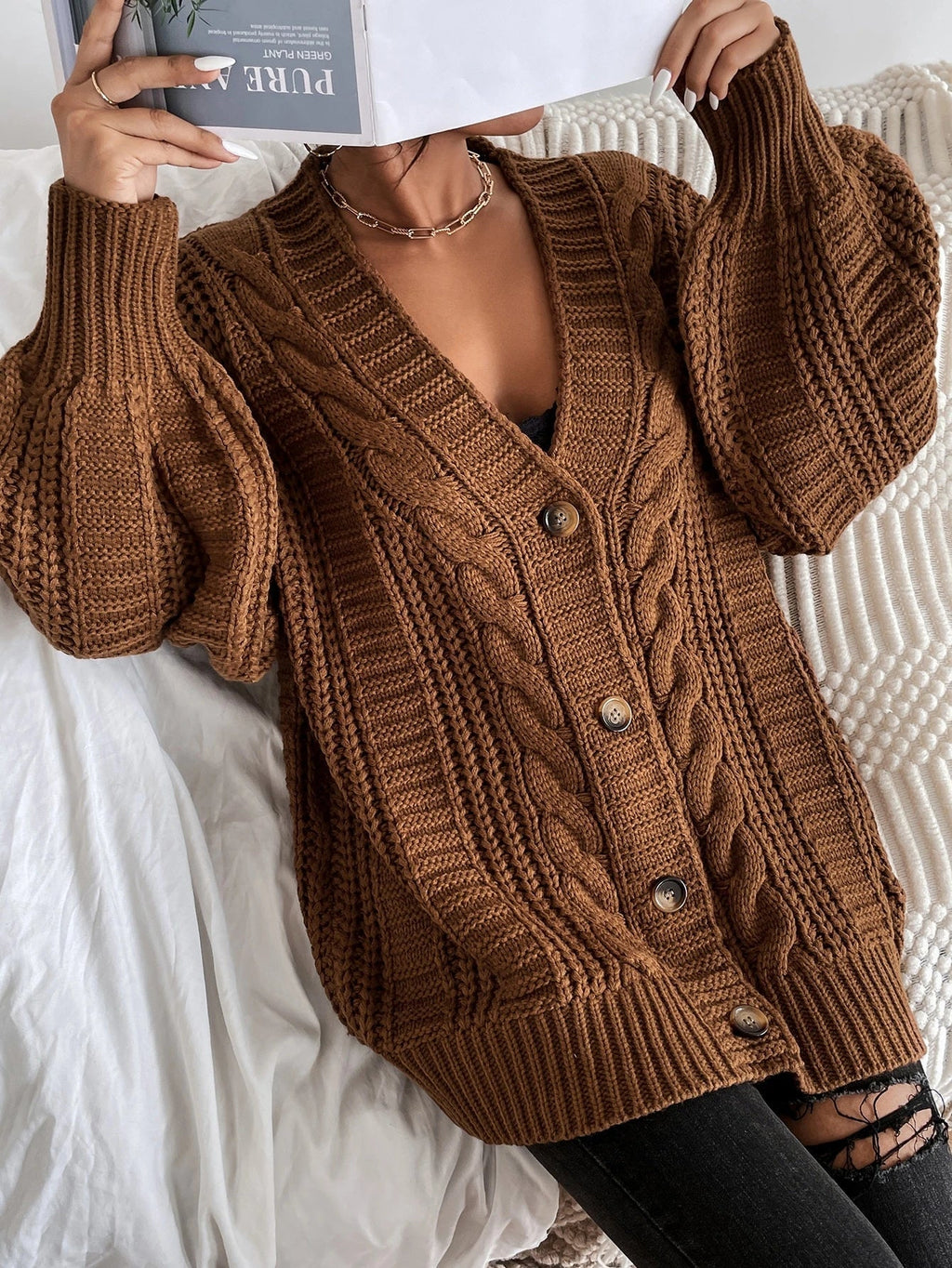 Relaxed Fit Knit Cardigan