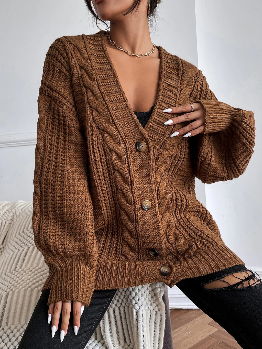 Relaxed Fit Knit Cardigan