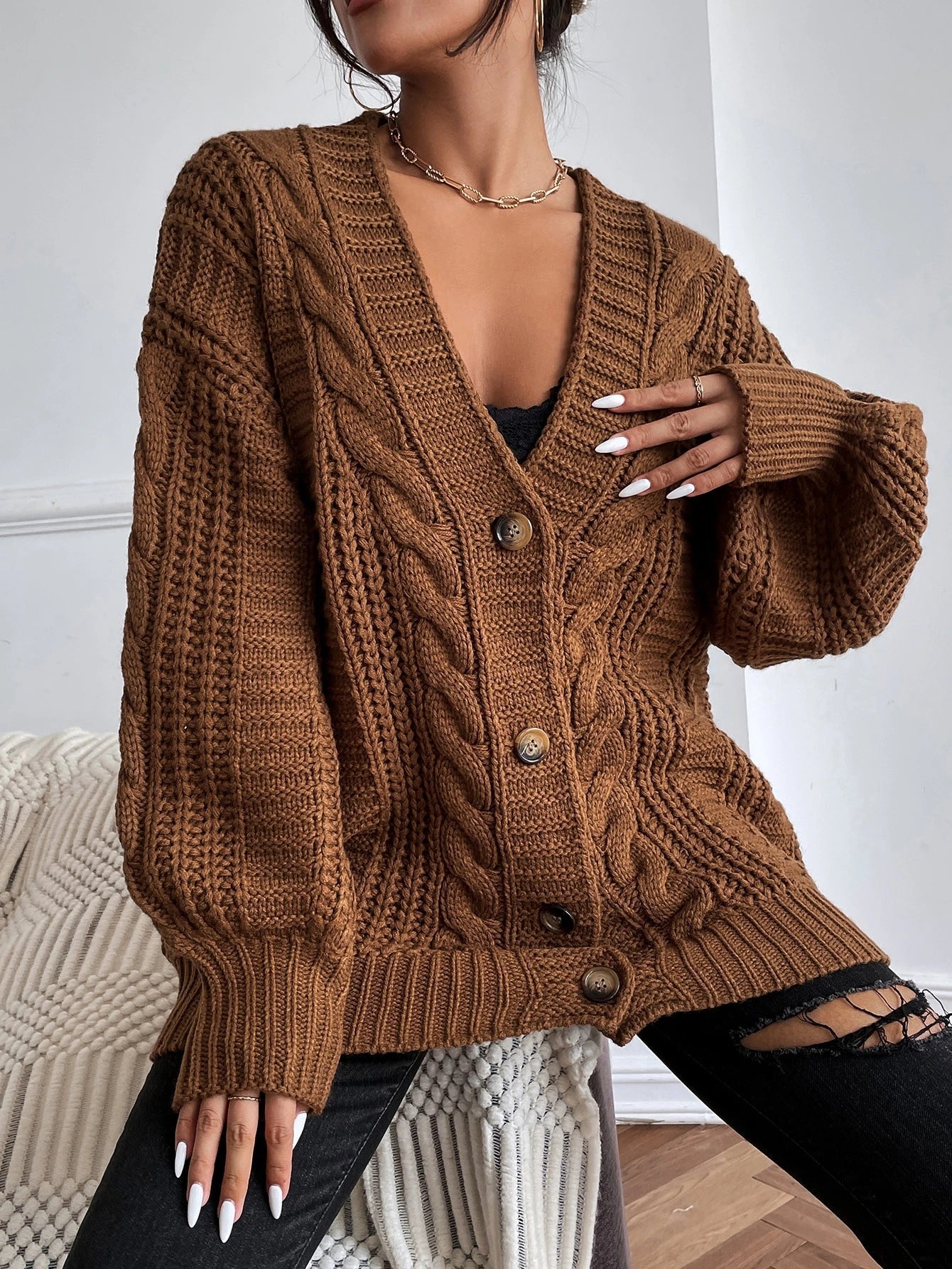 Relaxed Fit Knit Cardigan