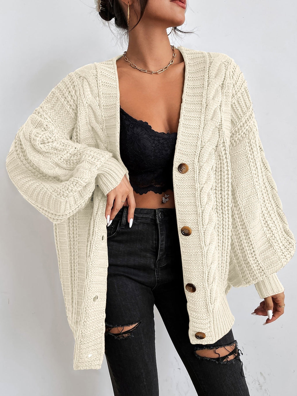 Relaxed Fit Knit Cardigan