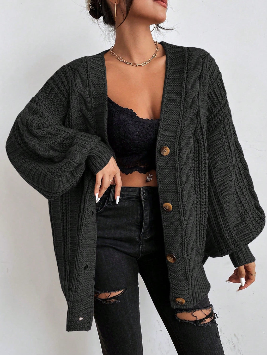 Relaxed Fit Knit Cardigan