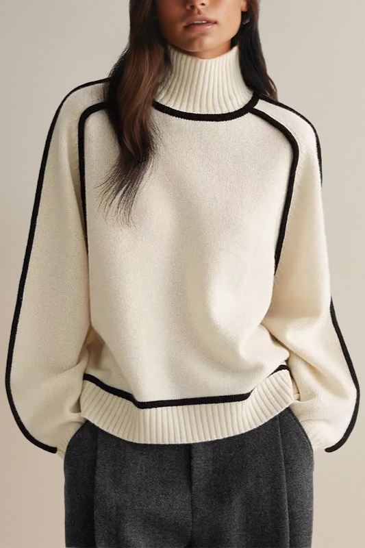 Contrast Trim Turtleneck Sweater