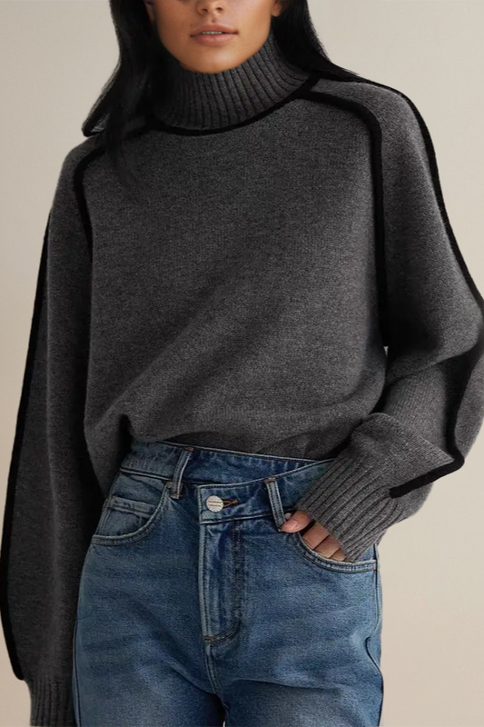 Contrast Trim Turtleneck Sweater