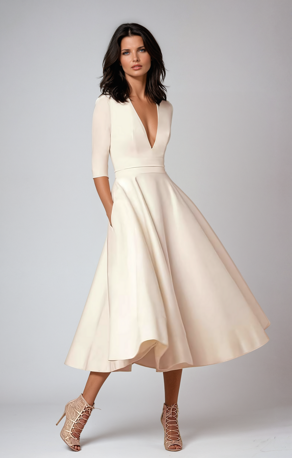 Flared Midi Occasion Dress