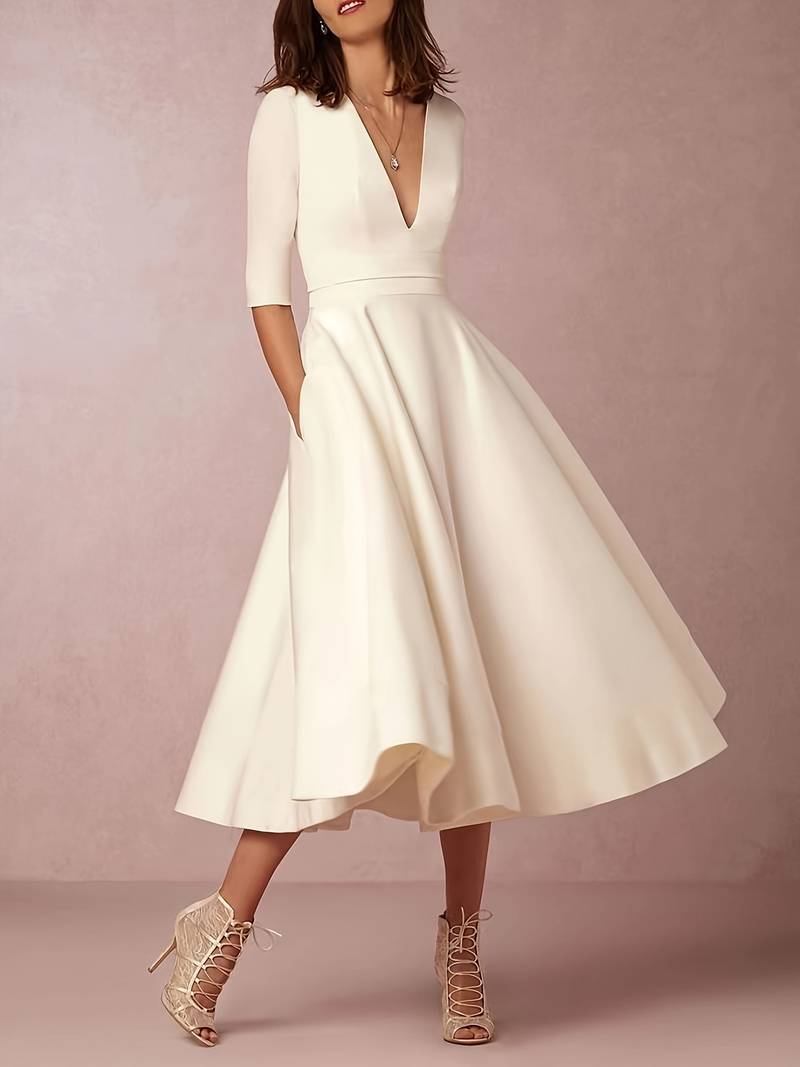 Flared Midi Occasion Dress