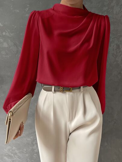 Satin Bishop Sleeve Blouse