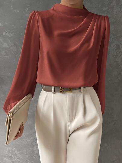 Satin Bishop Sleeve Blouse