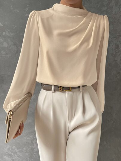 Satin Bishop Sleeve Blouse