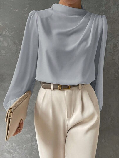 Satin Bishop Sleeve Blouse