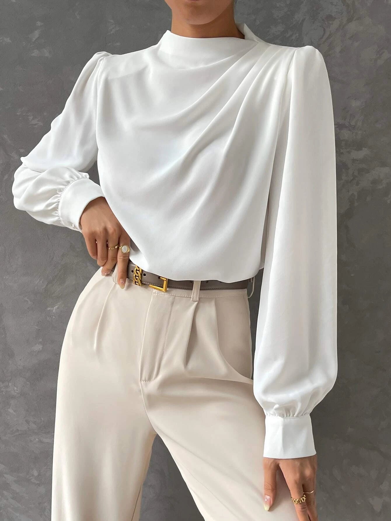 Satin Bishop Sleeve Blouse