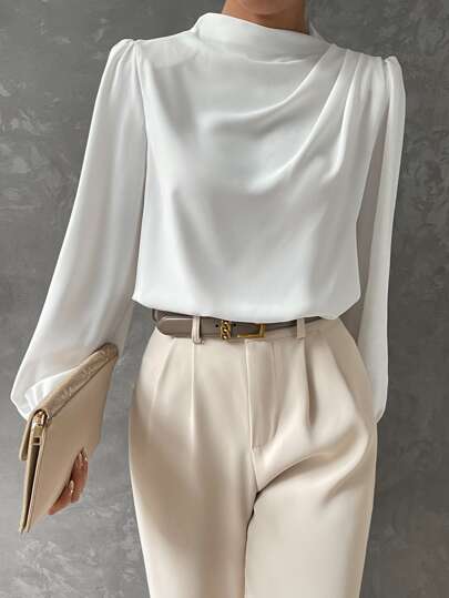 Satin Bishop Sleeve Blouse