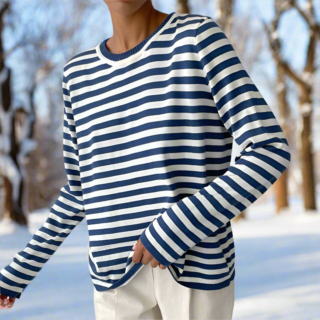 Striped Cotton Long Sleeve T-Shirt