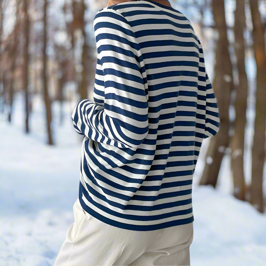 Striped Cotton Long Sleeve T-Shirt
