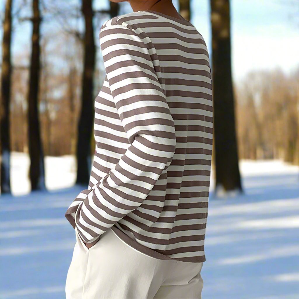 Striped Cotton Long Sleeve T-Shirt