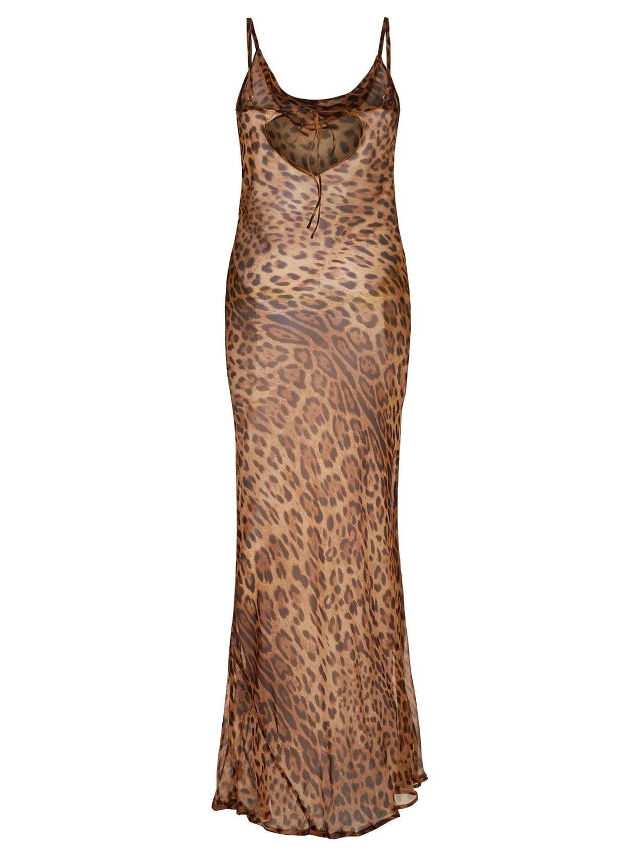 Melany Leopard Print Spaghetti Strap Maxi Dress
