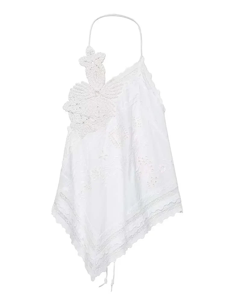 Lace Halter Embroidered Top