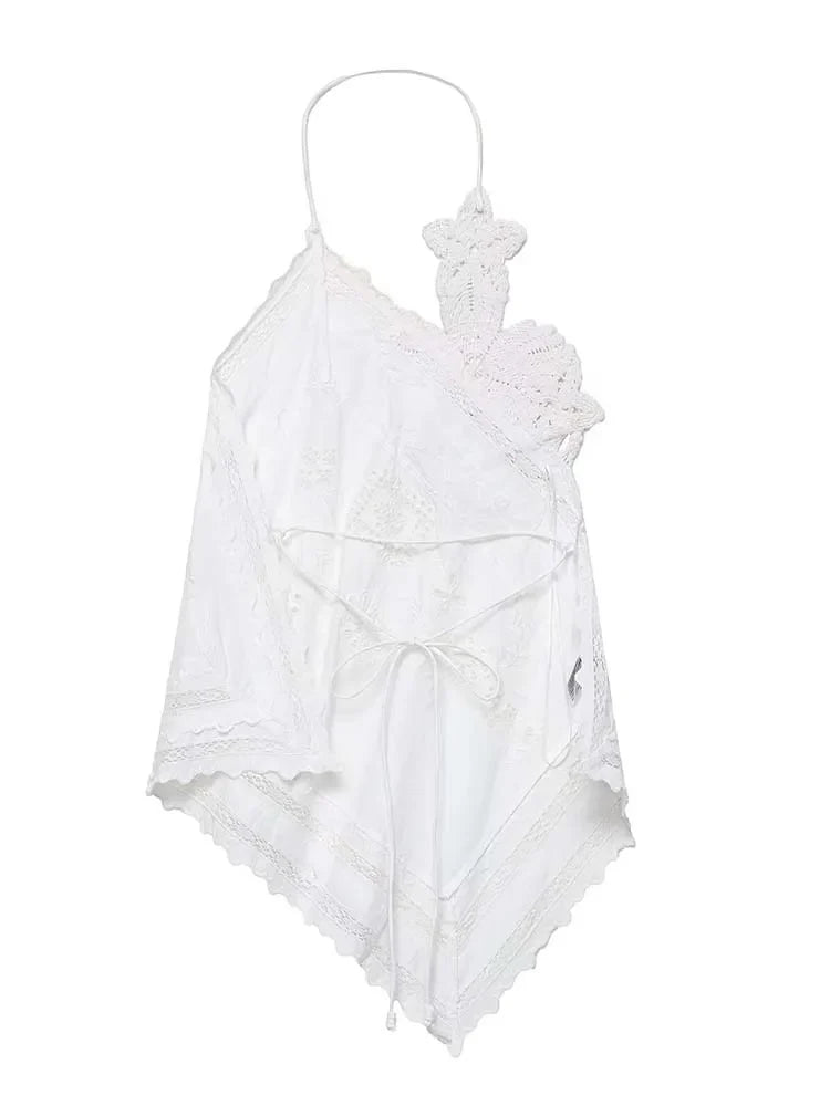 Lace Halter Embroidered Top