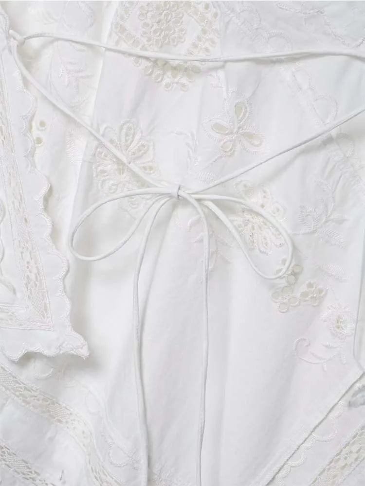Lace Halter Embroidered Top