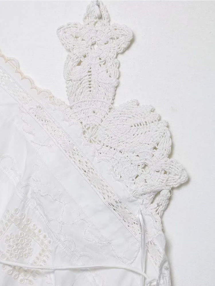 Lace Halter Embroidered Top
