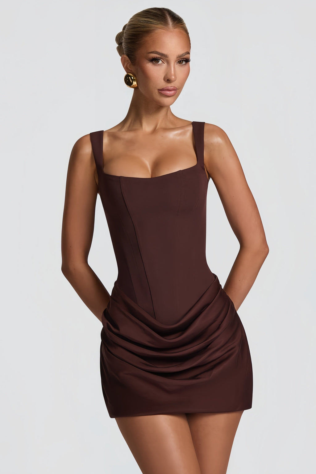 Ruched Bodycon Party Elegant Mini Dress