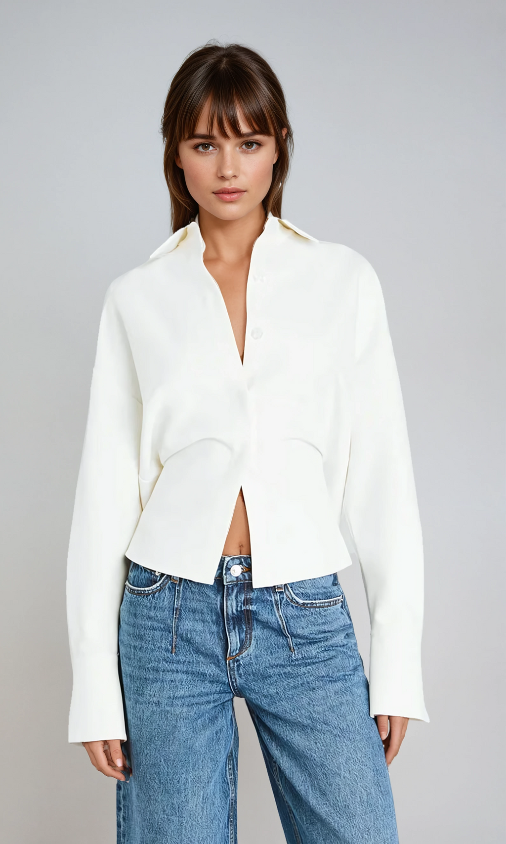 Draped Button-Down Shirt
