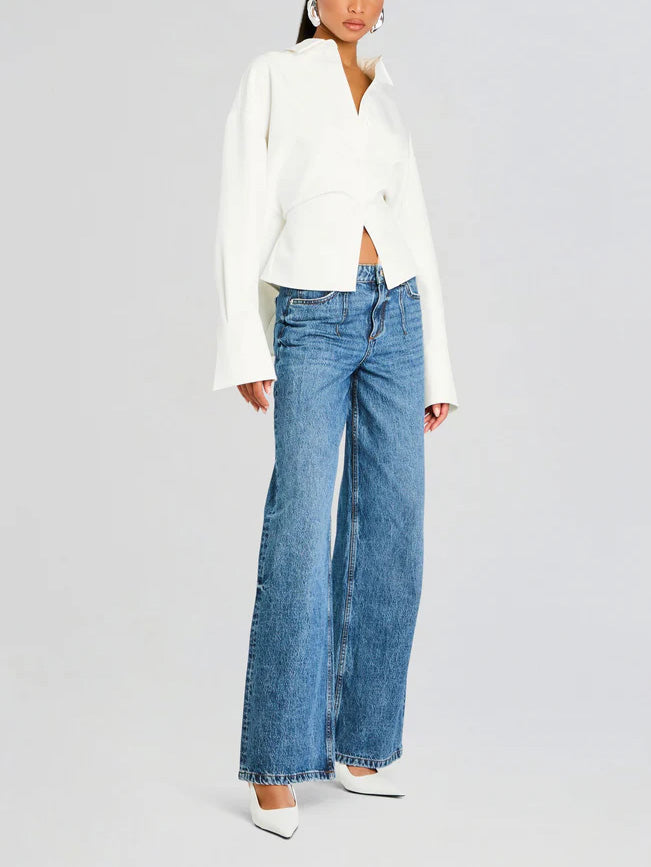Draped Button-Down Shirt