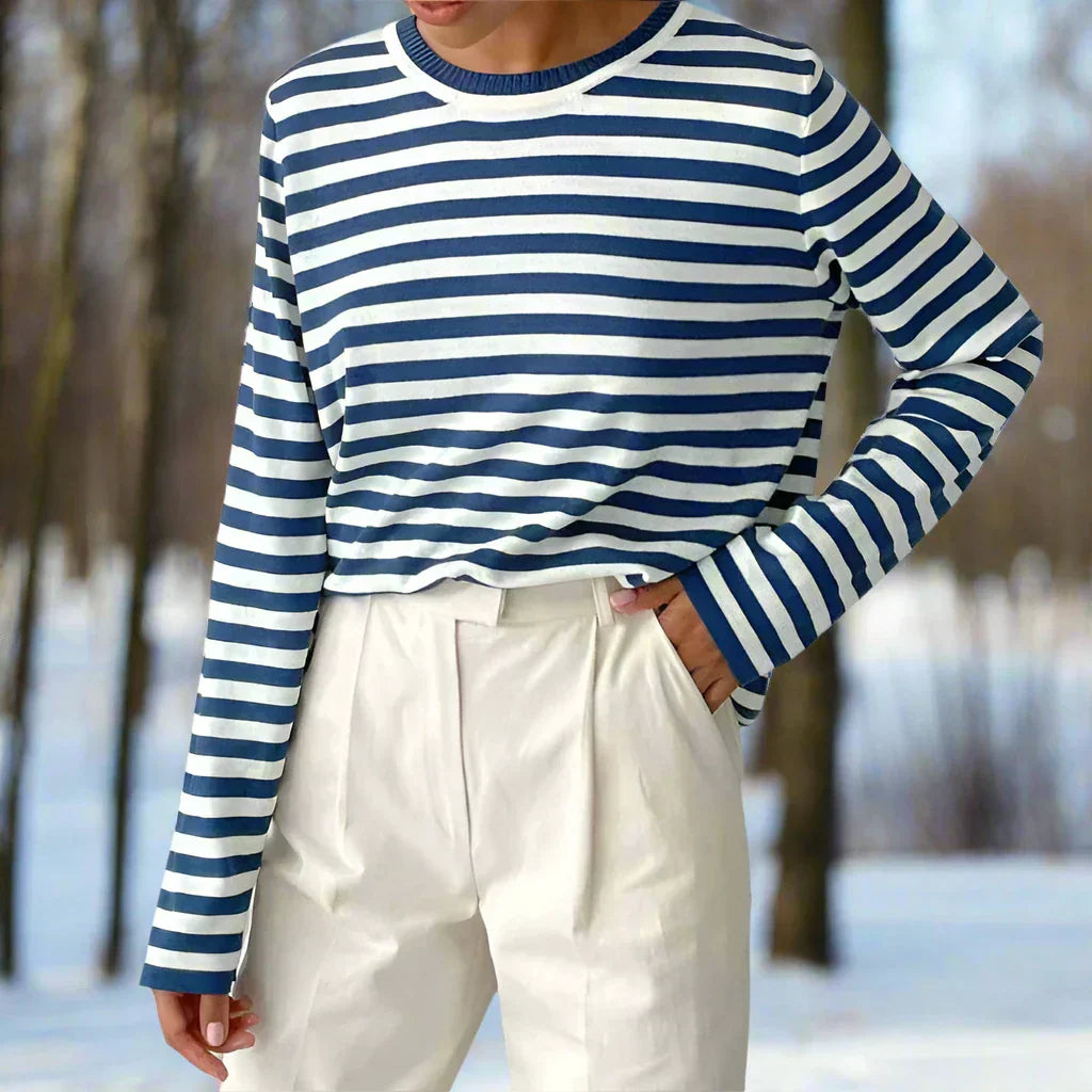 Striped Cotton Long Sleeve T-Shirt