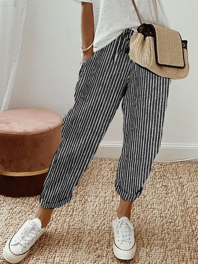 Lightweight Anti-Sweat Linen Drawstring Trousers