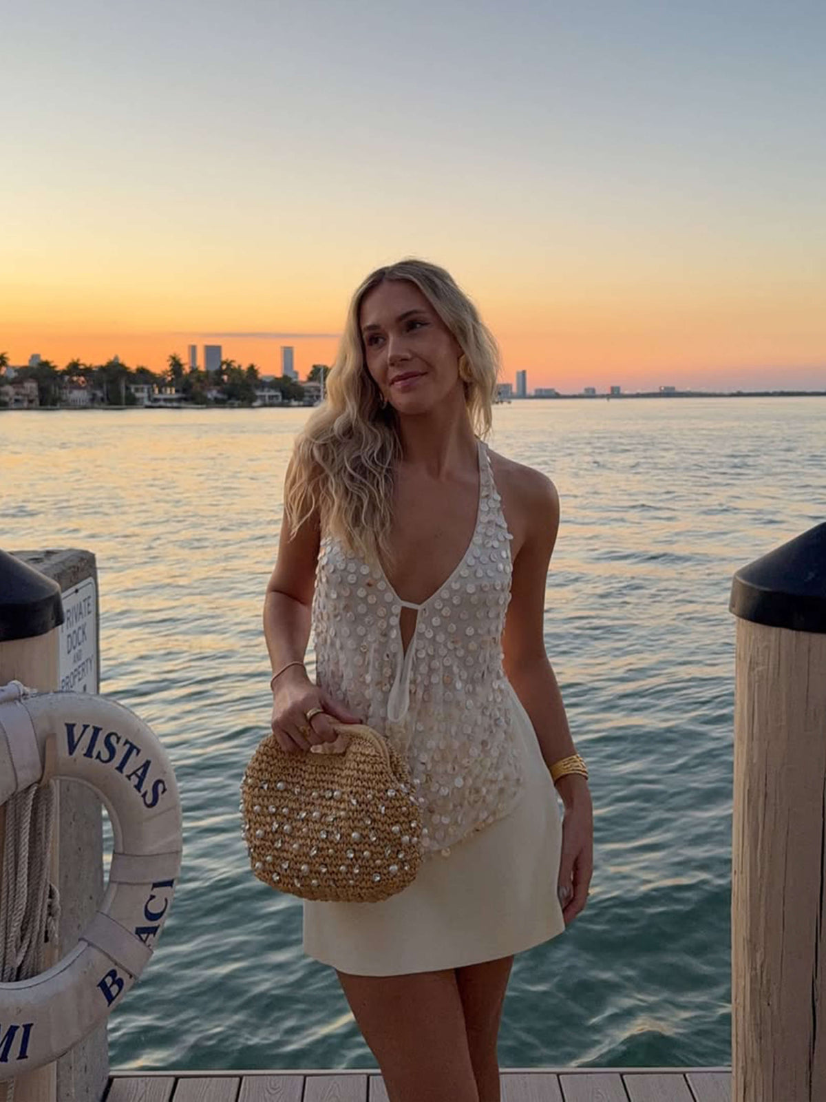 Sequin Backless Halter Top