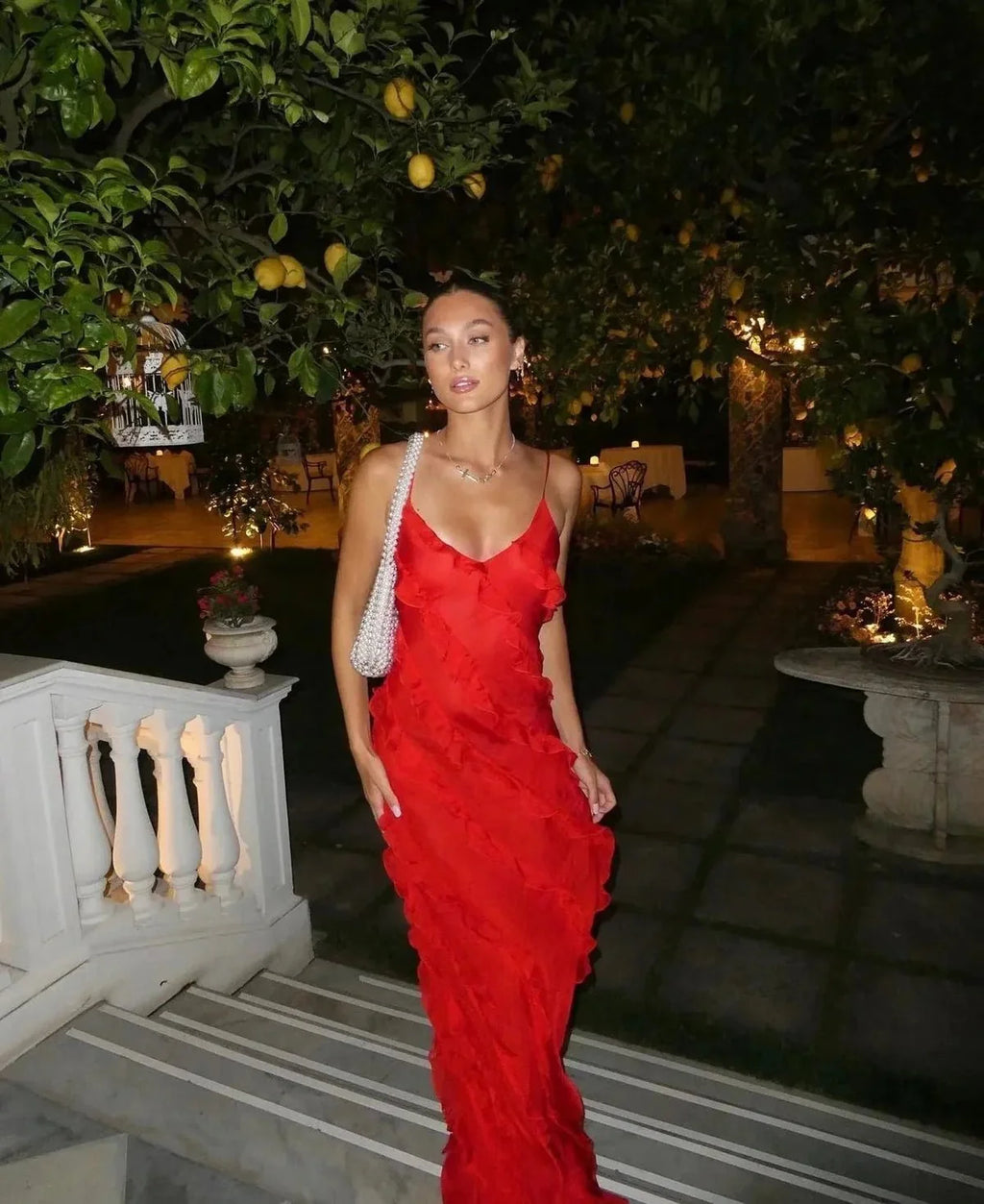 Maxi Dress with Ladder Ruffle Detailing