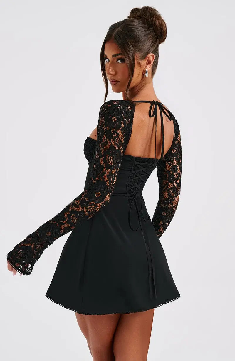 Lace Sleeve Bodycon Mini Dress