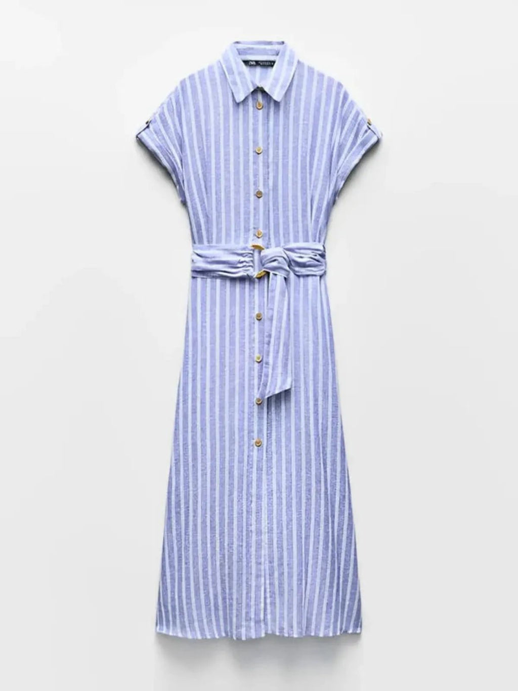 Striped Linen-Blend Belted Maxi Dress
