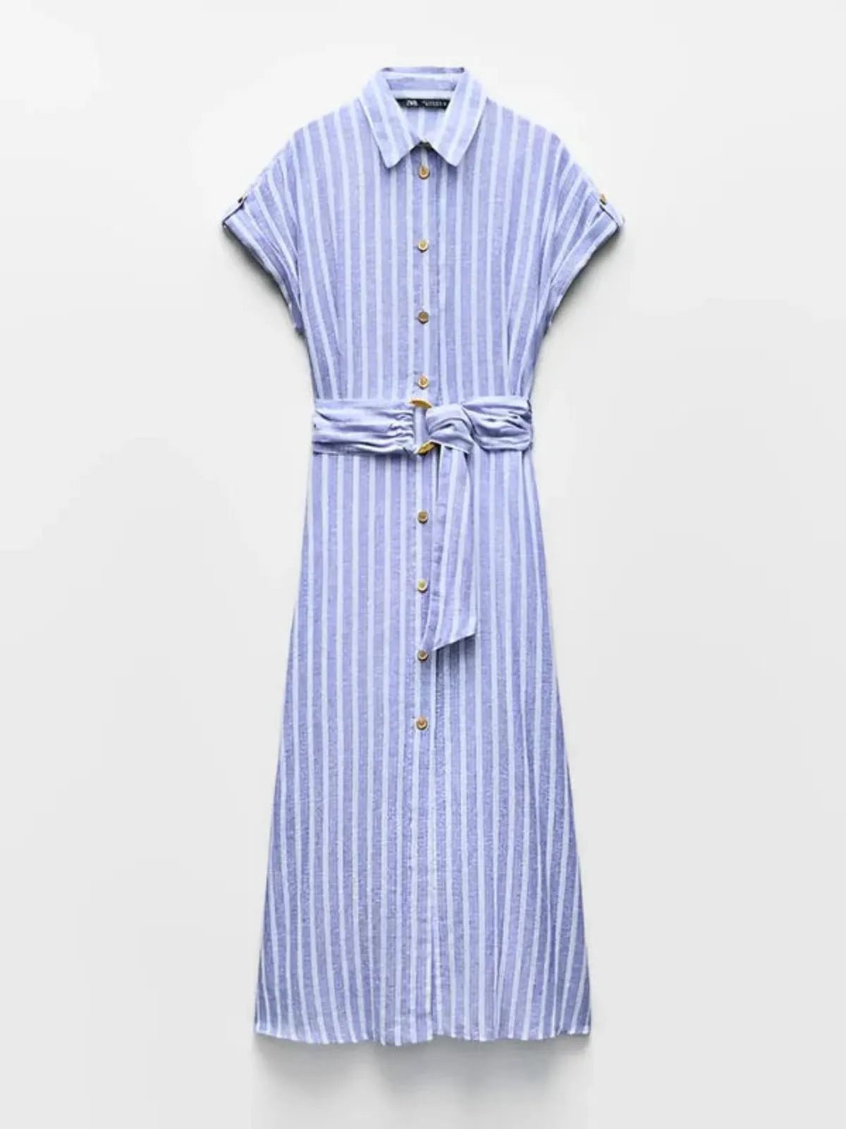 Striped Linen-Blend Belted Maxi Dress