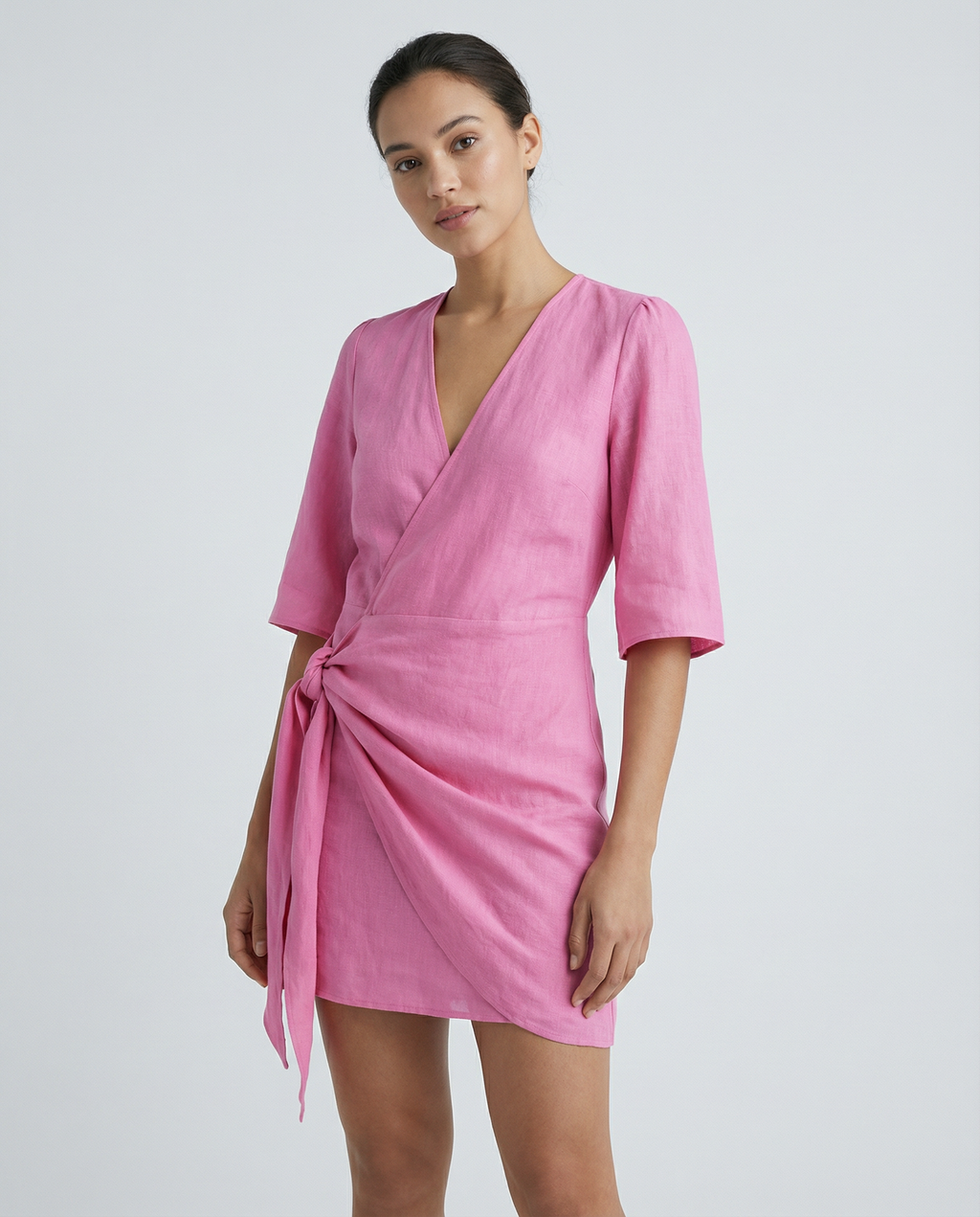 V-Neck Wrap Mini Dress