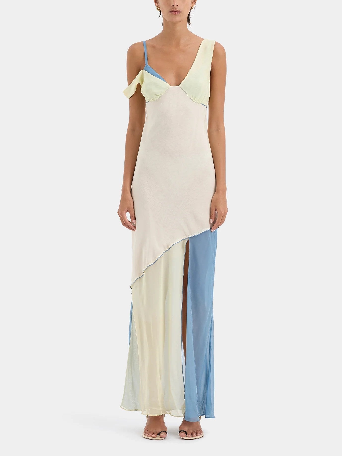 Asymmetric Colourblock Maxi Dress