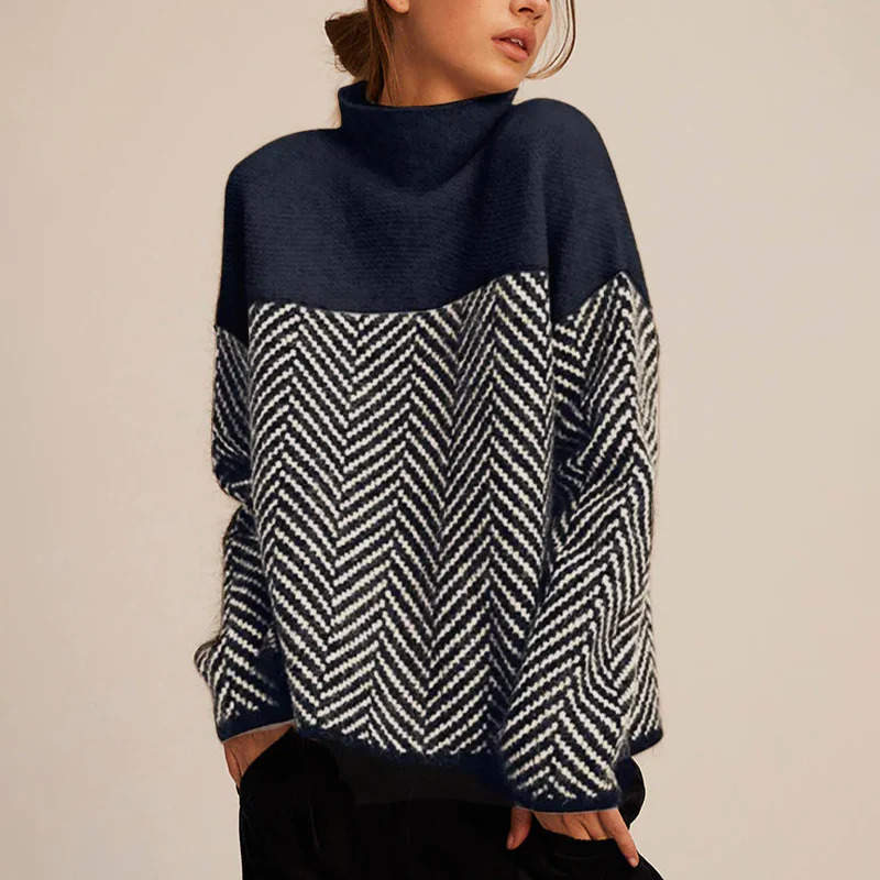 Two-Tone Chevron Knit Sweater