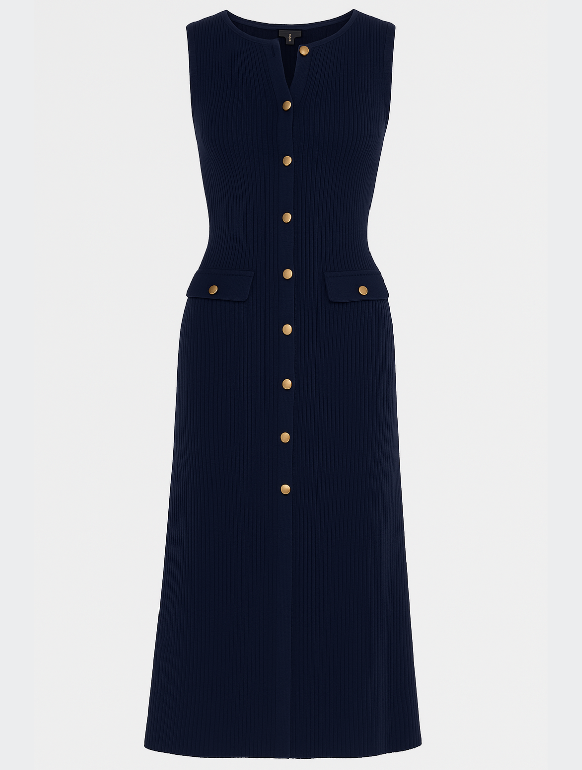 Button Front Knitted Midi Dress