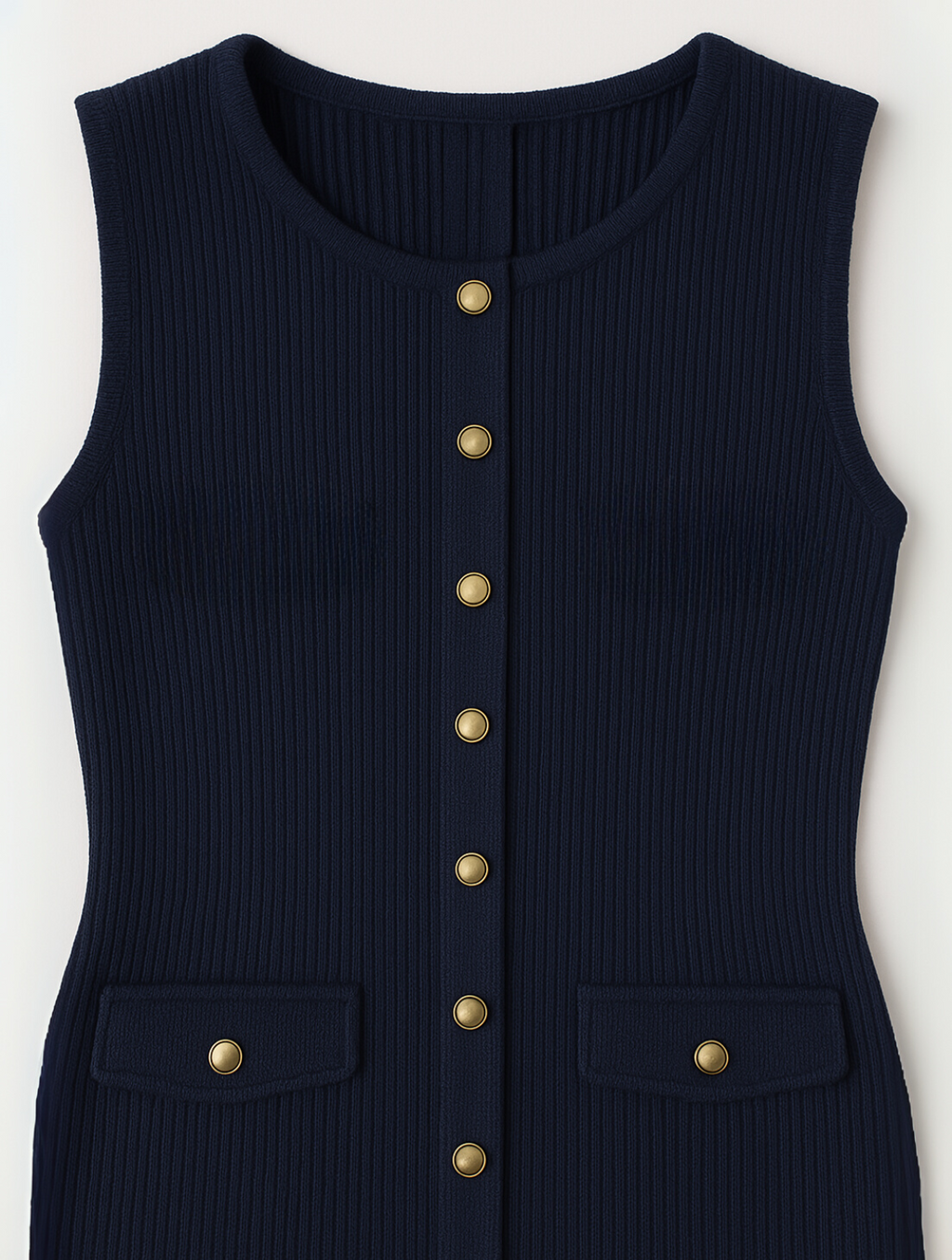 Button Front Knitted Midi Dress