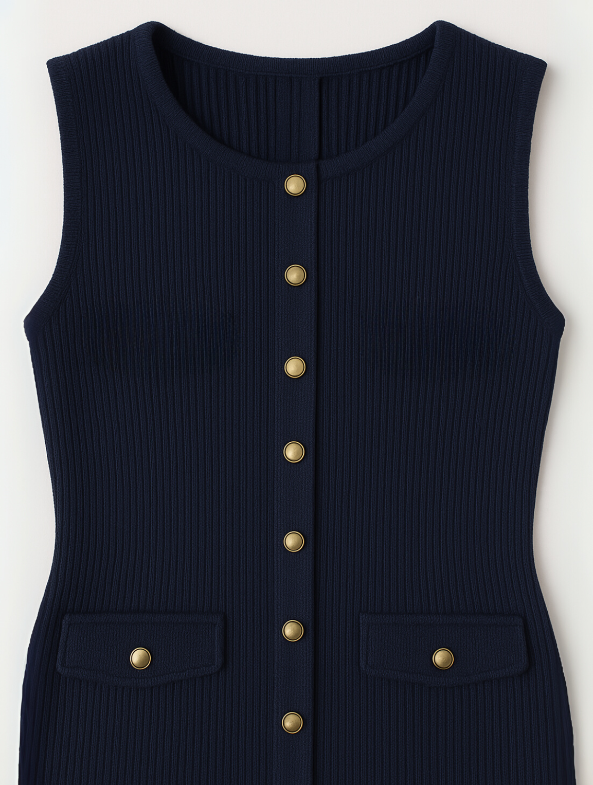 Button Front Knitted Midi Dress