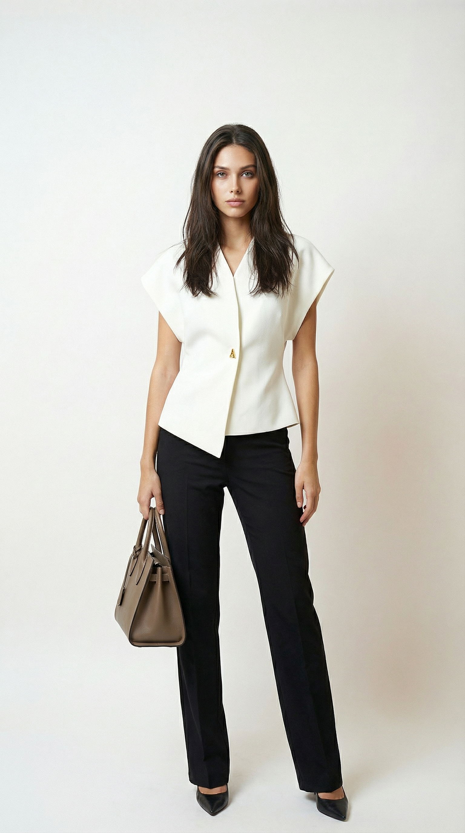 V-Neck Button Down Blouse