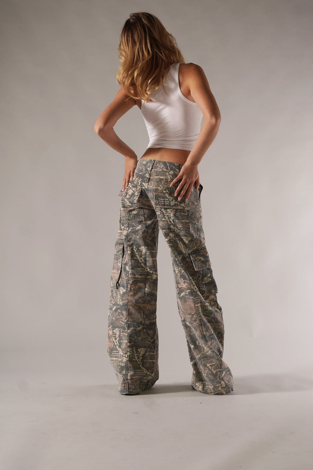 Camo Wide Leg Cargo Pants