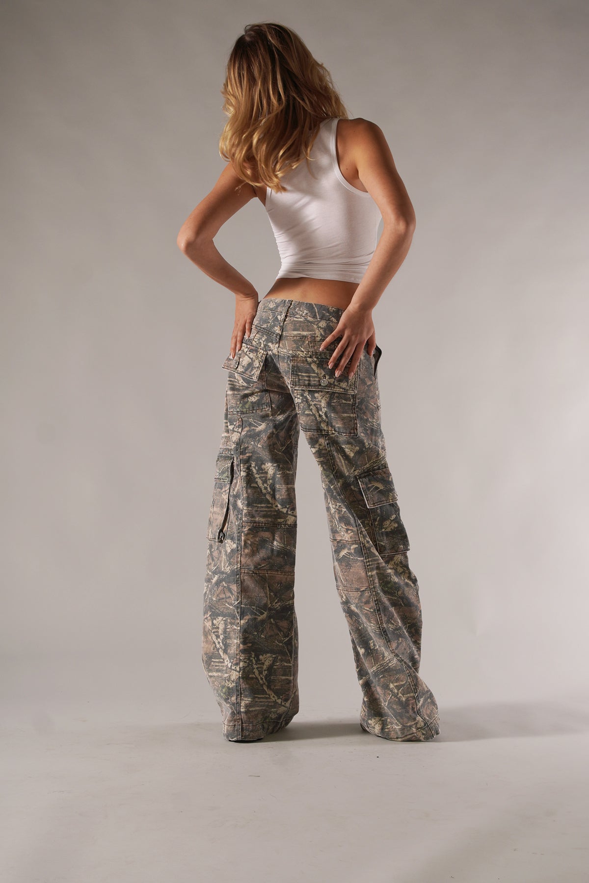 Camo Wide Leg Cargo Pants