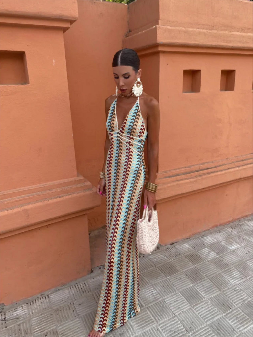 Crochet Halterneck Summer Maxi Dress